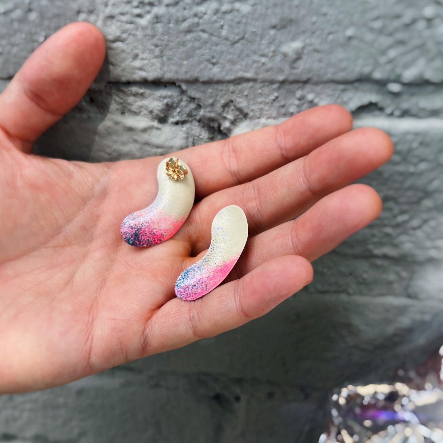 Bloom Bent Ellipse Satellite Earrings