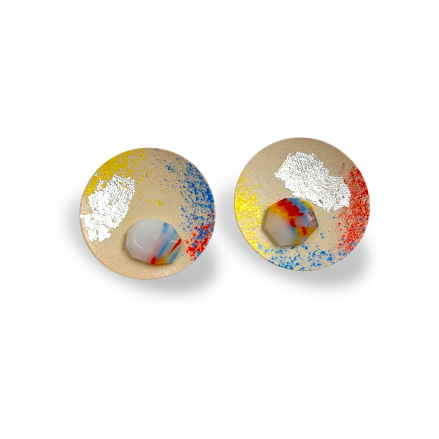 OOAK Small Vivid Space Specimen Satellite Earrings 02