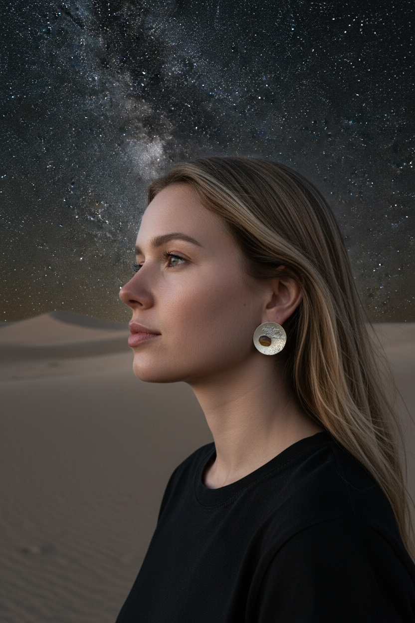 OOAK Small Void Space Specimen Satellite Earrings 01