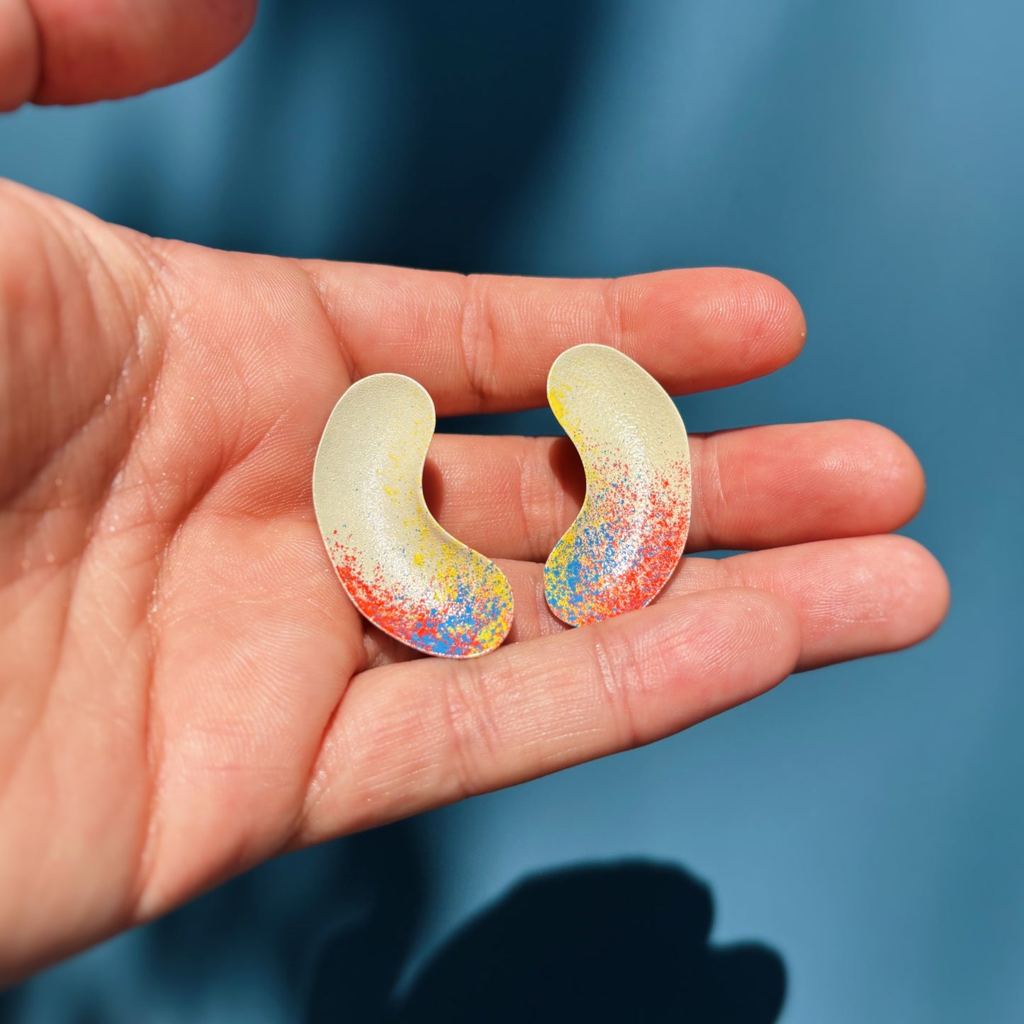Vivid Bent Ellipse Satellite Earrings