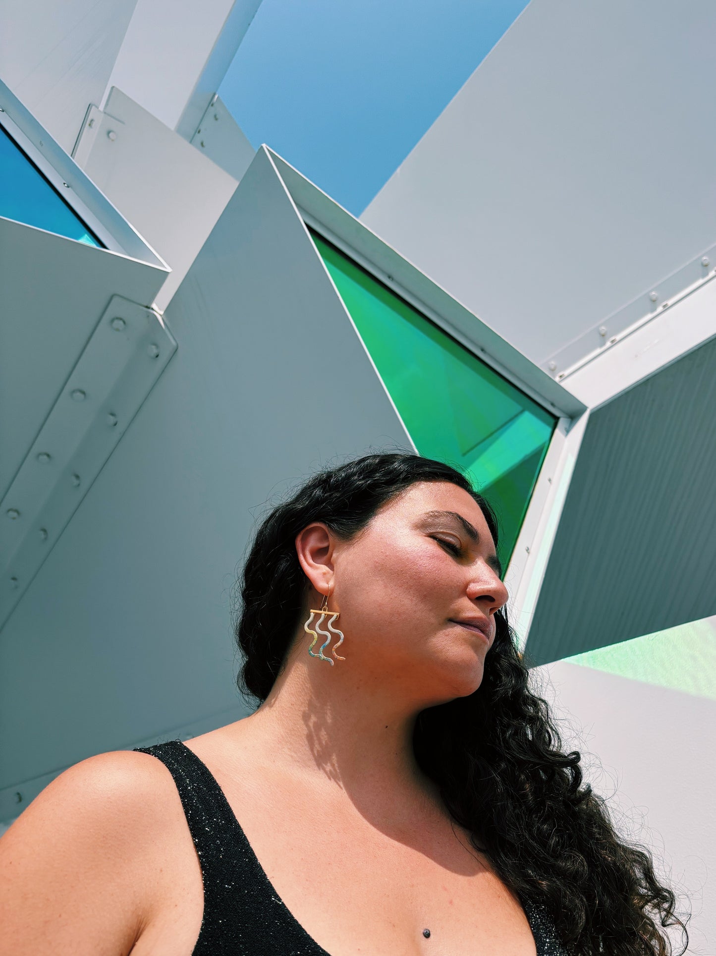 Vivid Triple Wavelength Dangle Earrings