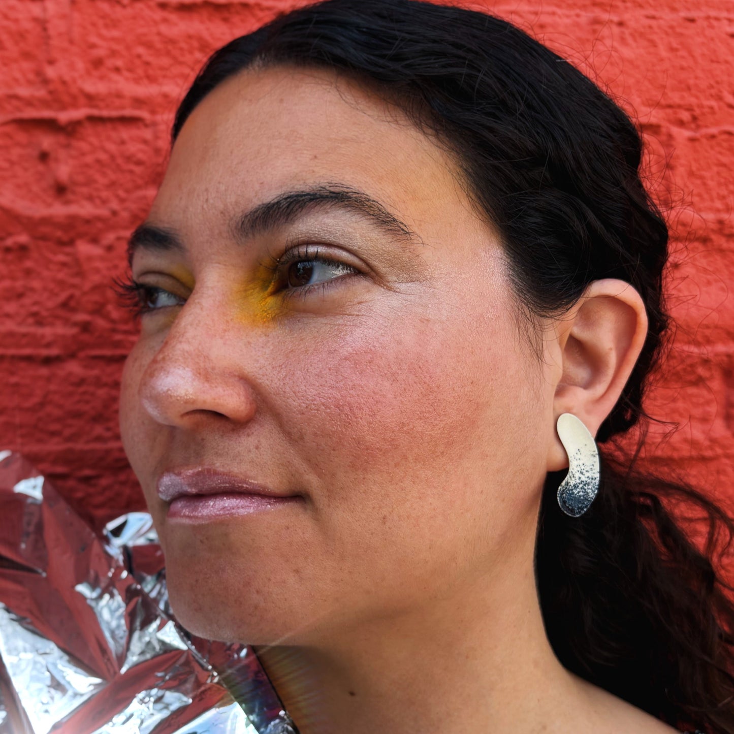Void Bent Ellipse Satellite Earrings