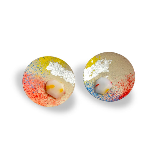 OOAK Small Vivid Space Specimen Satellite Earrings 03