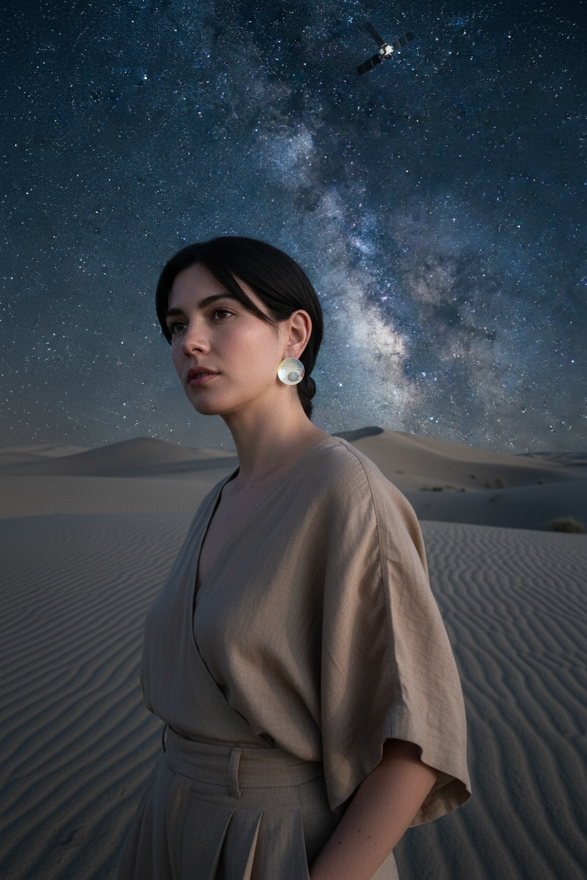 OOAK Small Vivid Space Specimen Satellite Earrings 03