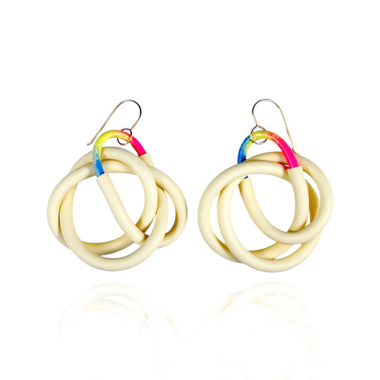 String Theory Knot Earrings in Neon Primary Gradiant