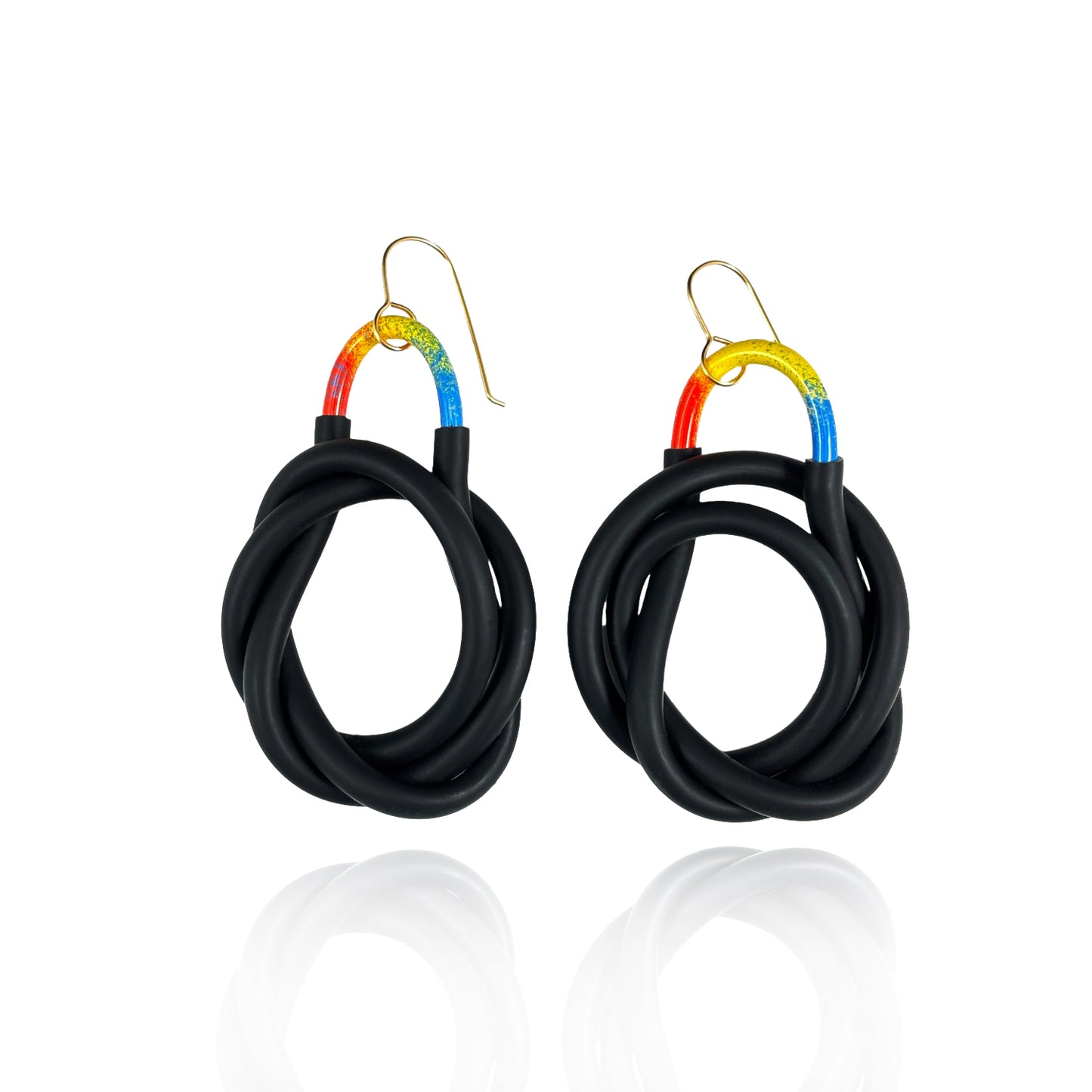 String Theory Knot Earrings in Primary Gradiant