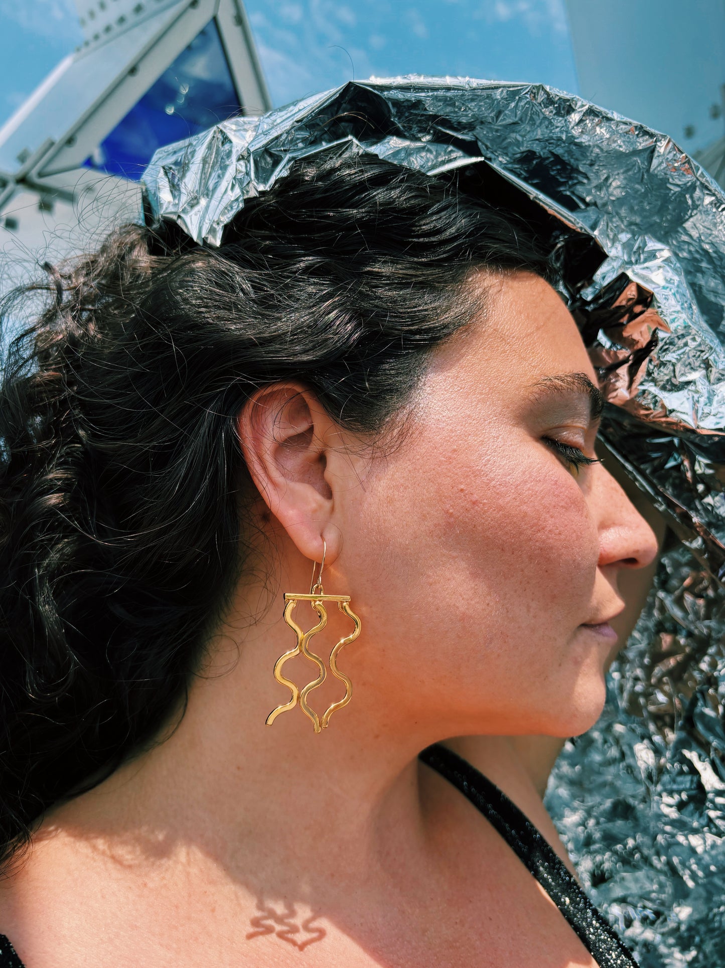 Triple Wavelength Dangle Earrings